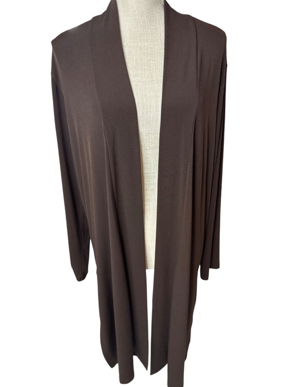 Sandra & Andre Brown Open-Front Cardigan 1X Long Sleeve Lightweight Layering